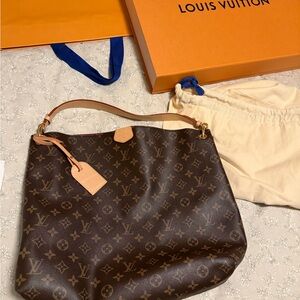 Louis Vuitton Dark Brown Monogram Gracef Shoulder Bag with Natural Vachetta Trim